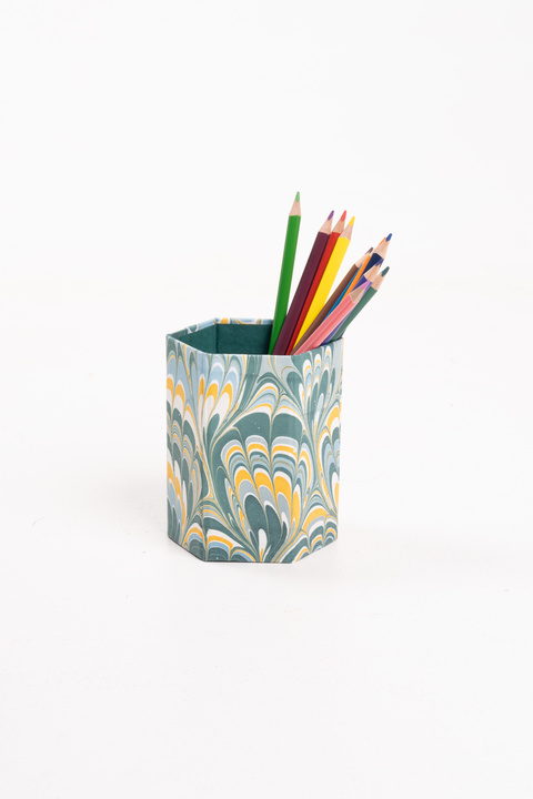 Hand-Marbled Pencil Holder Organizer