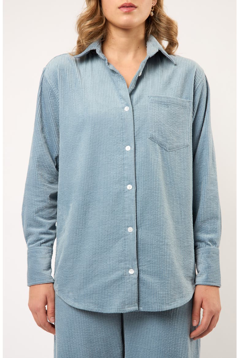 The Odyssey Relaxed Button-Up Corduroy Shirt, Main, color, BLUE