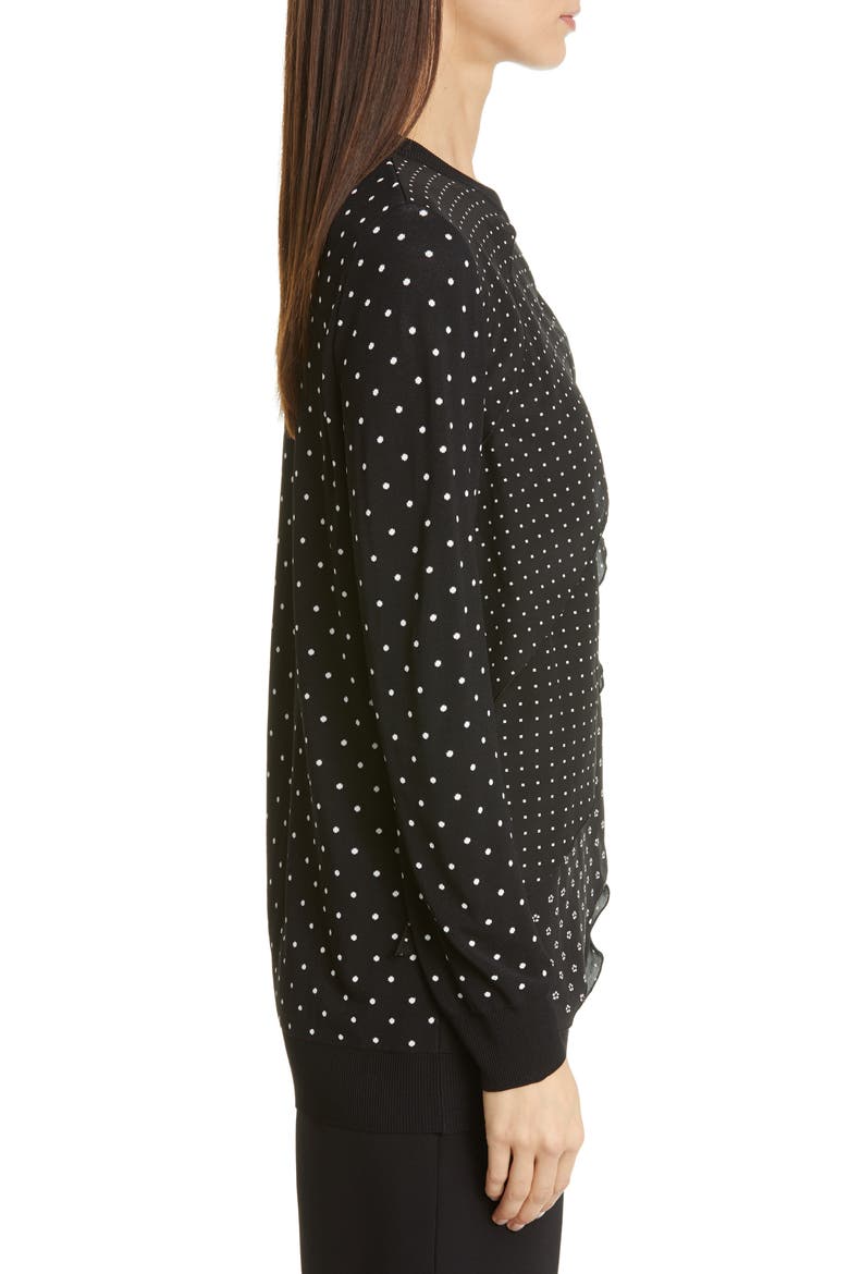 Alex Polka Dot Jacquard Sweater, Alternate, color, BLACK