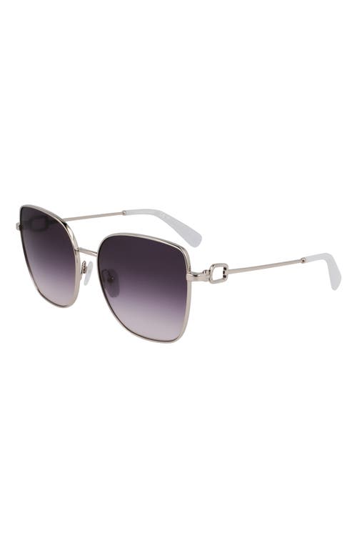 Longchamp Foulonn 58mm Gradient Butterfly Sunglasses In Silver/gradient Blue