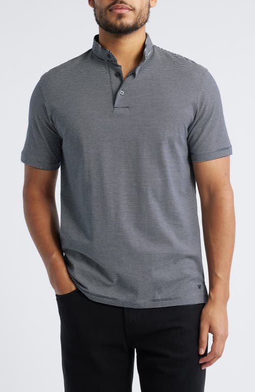 Emporio Armani Stripe Nehru Collar Polo In Navy