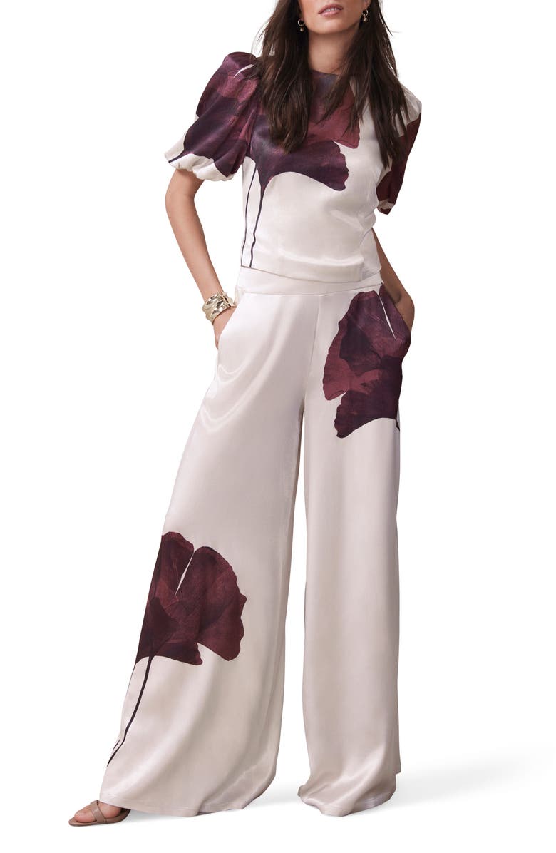 MINT VELVET Floral Print Satin Trouser, Alternate, color,