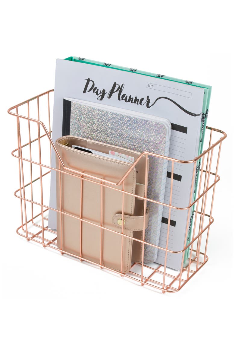 Copper Wire Metal Desk Organizer 5-Piece Set, Alternate, color, COPPER