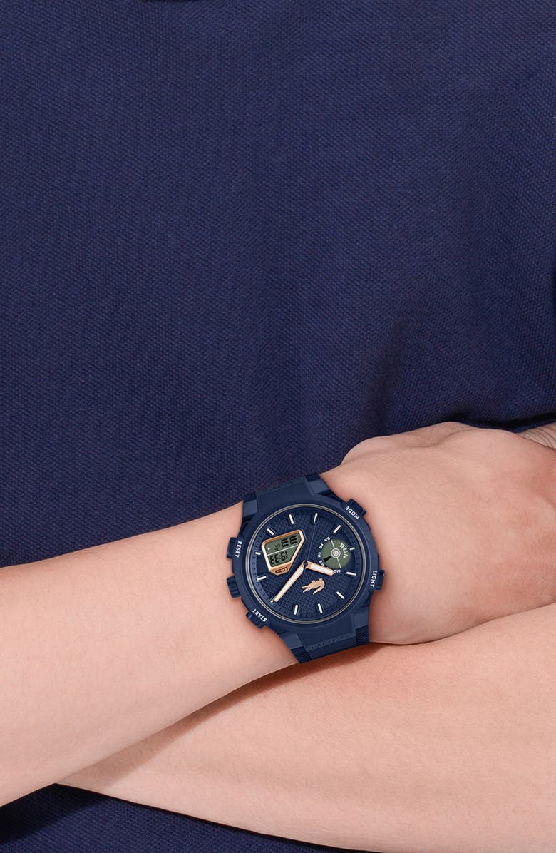 Lacoste LC33 Silicone Strap Watch, 45mm, Alternate, color, Navy