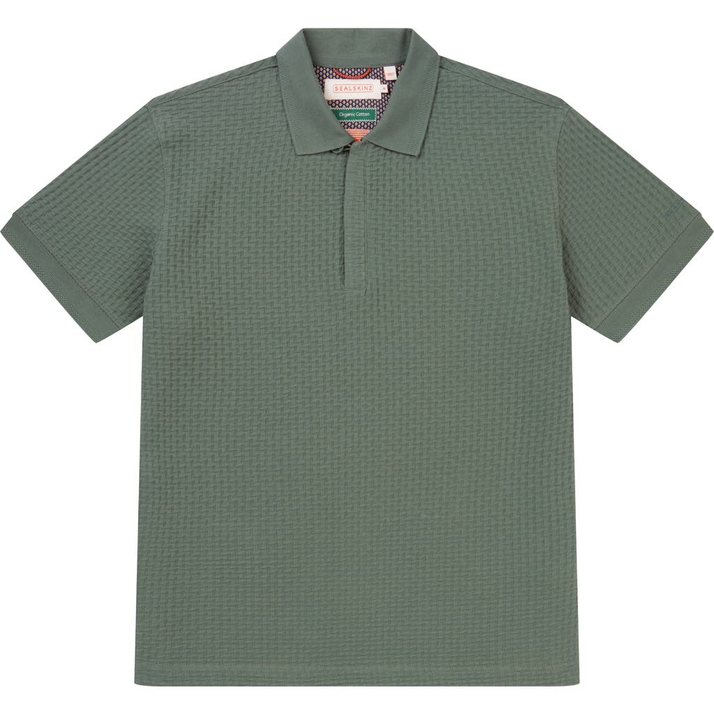 Sealskinz Barmer Textured Organic Cotton Polo In Green