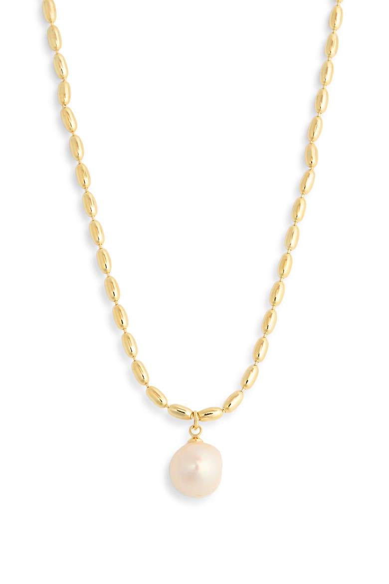 Demi-Fine Faux Pearl Pendant Necklace, Main, color, WHITE- GOLD