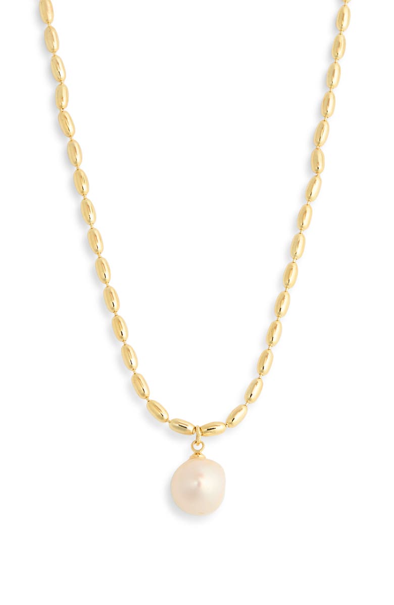NORDSTROM RACK Demi-Fine Faux Pearl Pendant Necklace, Main, color, White- Gold
