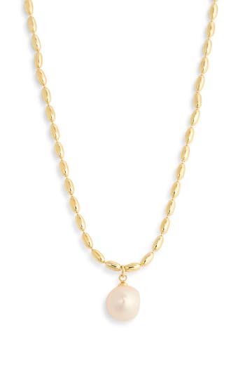 Nordstrom Rack Demi-fine Faux Pearl Pendant Necklace In Gold