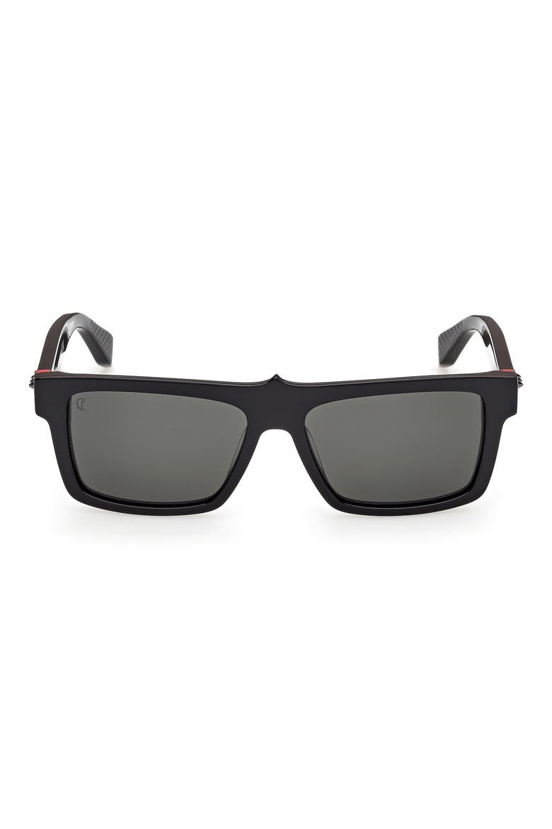 57mm Square Sunglasses, Main, color, BLACK/ GUNMETAL/ SMOKE