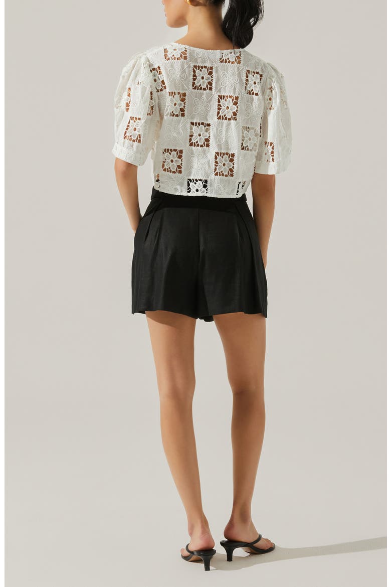 Ollie Linen Blend Shorts, Alternate, color, BLACK