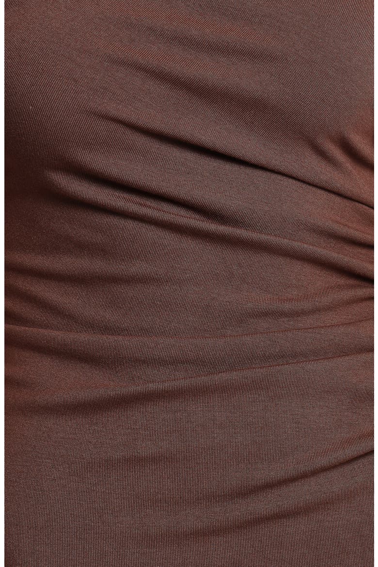 Lioren Ruched Midi Dress, Alternate, color, BROWN