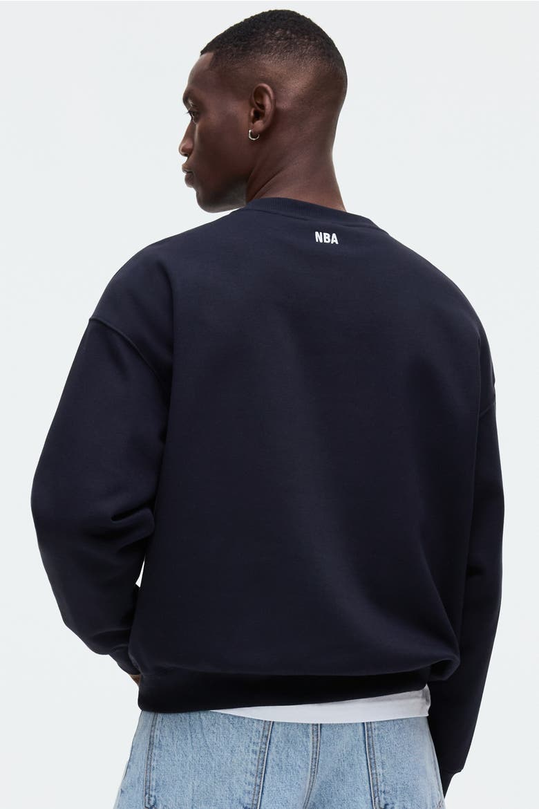 Oversized Fit Printed Sweatshirt, Alternate, color, Navy blue/NBA