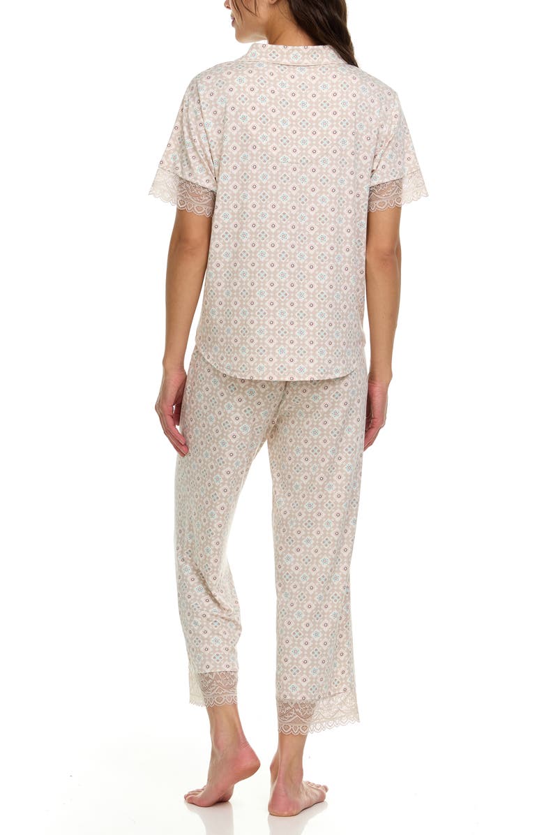 Flora By Flora Nikrooz Janelle Notched Lace Crop Pajamas, Alternate, color, 