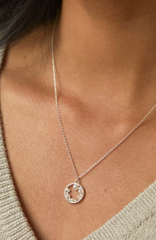 Estella Bartlett Faux Pearl & Crystal Circle Pendant Necklace In Metallic