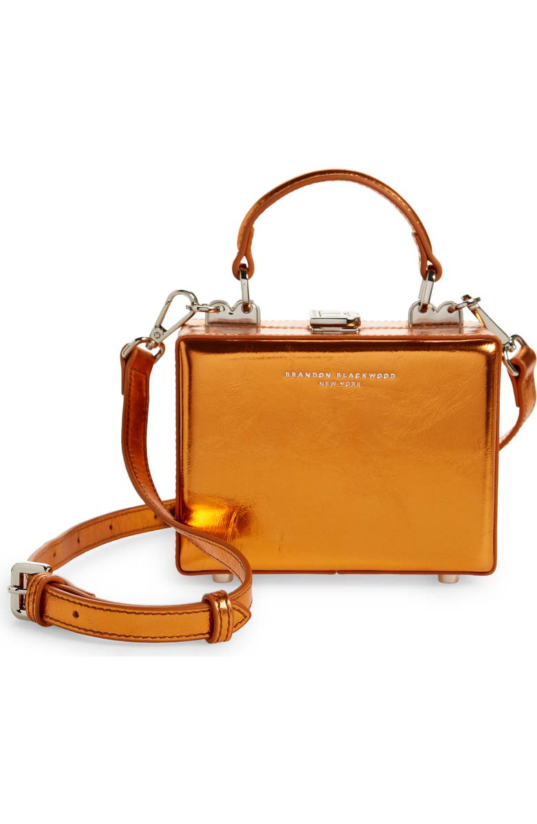 Brandon Blackwood Mini Kendrick Metallic Leather Trunk Crossbody Bag, Main, color,