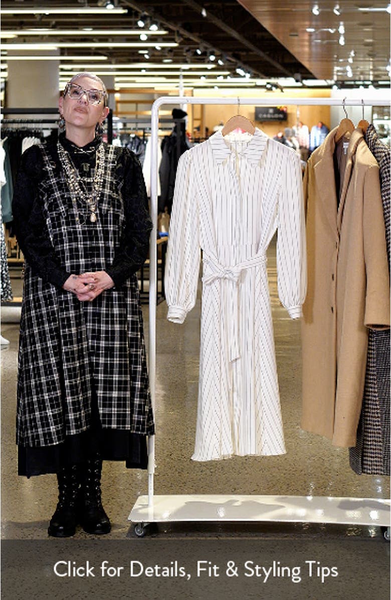 Pinstripe Long Sleeve Midi Shirtdress, sales video thumbnail