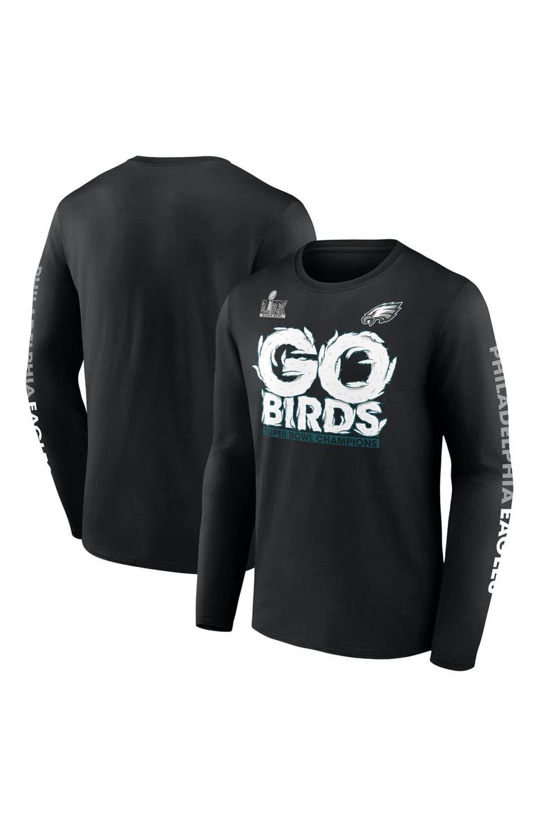FANATICS Men's Fanatics Black Philadelphia Eagles Super Bowl LIX Champions Big & Tall Go Birds Long Sleeve T-Shirt, Main, color, 