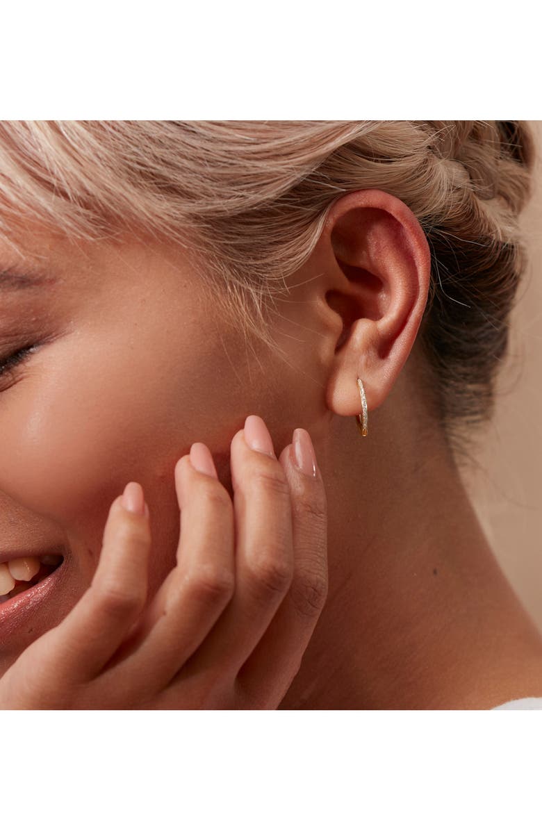 Monica Vinader Small Riva Wave Diamond Hoop Earrings, Alternate, color, Yellow Gold