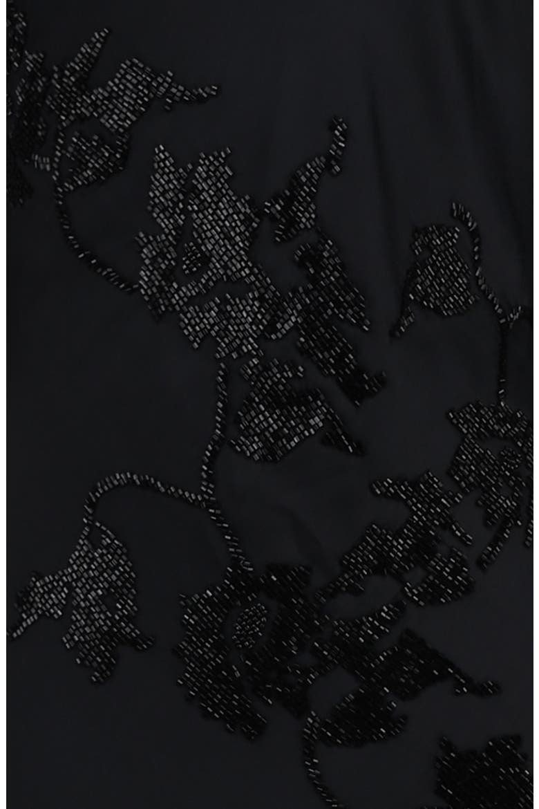 Anastelle Embellished Satin Mermaid Gown, Alternate, color, BLACK