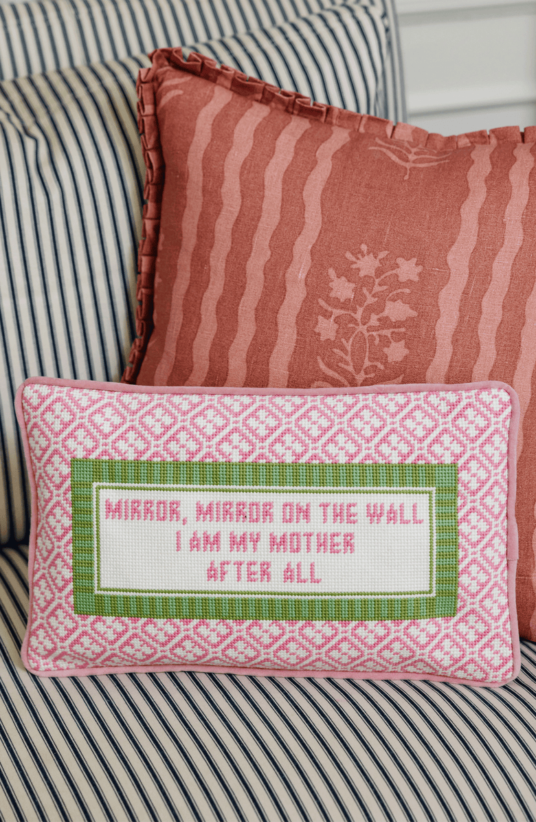 Furbish Mirror Mirror Needlepoint Pillow, Alternate, color, 