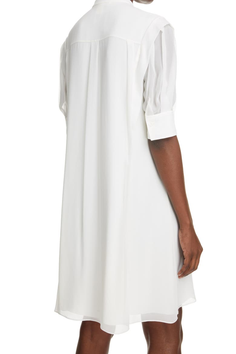 Puff Sleeve Silk Georgette Dress, Alternate, color, ICONIC MILK 107