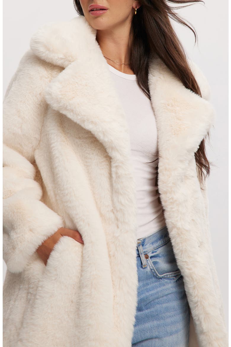 Savannah Faux Fur Longline Coat, Alternate, color, IVORY