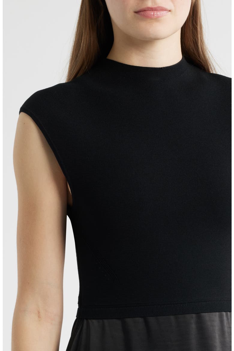 Ferdolini Mixed Media Midi Dress, Alternate, color, BLK