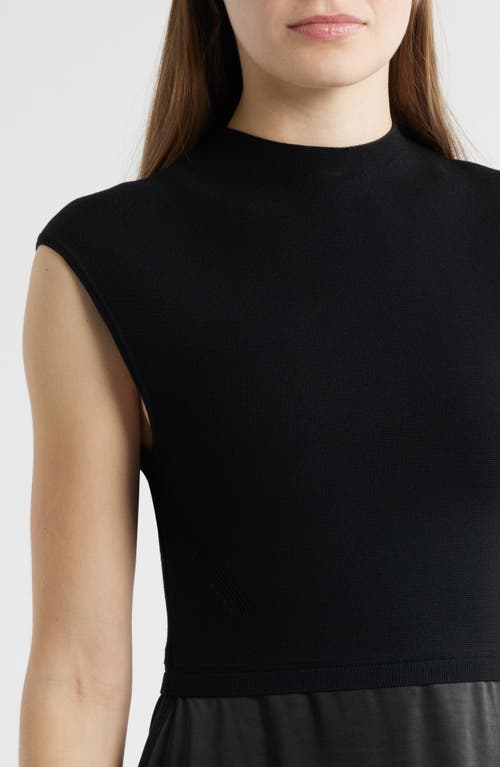 Hugo Boss Boss Ferdolini Mixed Media Midi Dress In Black