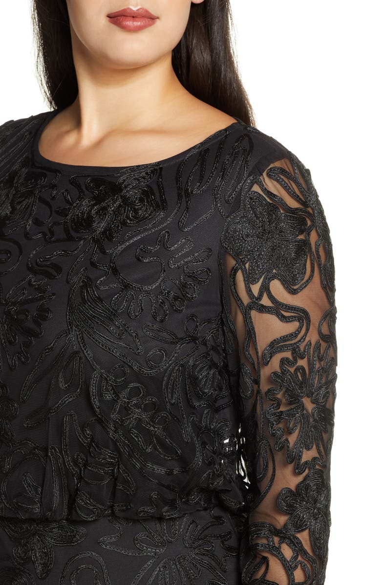 JS Collections Soutache Embroidered Blouson Dress, Alternate, color, 