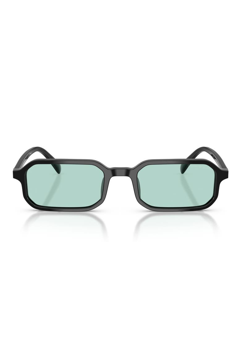 54mm Rectangle Sunglasses, Main, color, SHINY BLACK / LIGHT AZURE