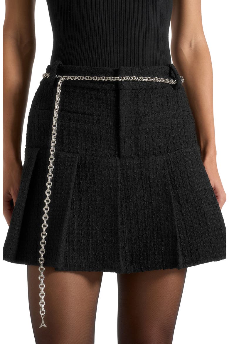 Edith Tweed Pleated Skort With Chain, Alternate, color, Black