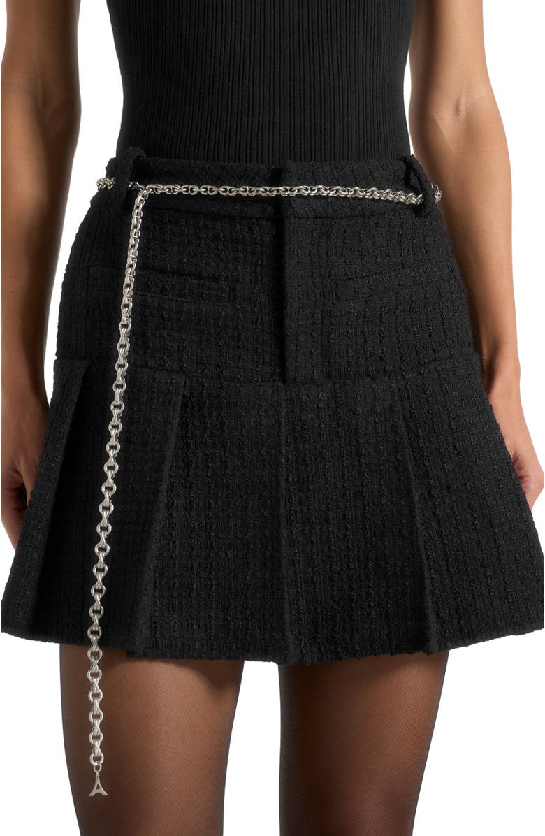 Manière De Voir Edith Tweed Pleated Skort With Chain, Alternate, color, Black