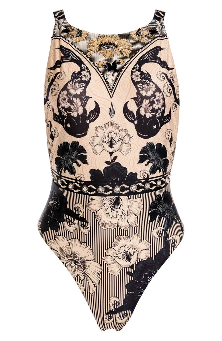 Agua Bendita Domenica One-Piece Swimsuit, Alternate, color, Blue Multi