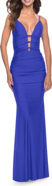 La Femme Modern Jersey Dress with Twist Band Details