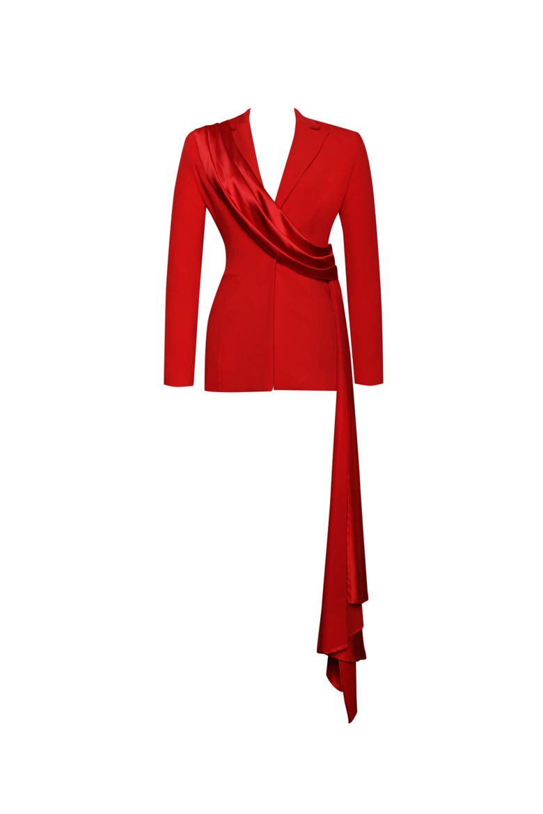 Vandra Draping Blazer Jacket, Alternate, color, Red