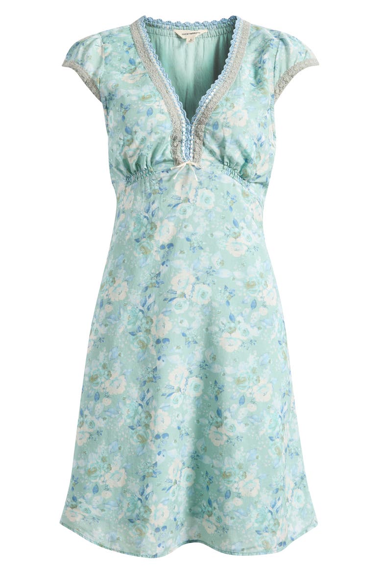 Floral Embroidered Detail Cotton Blend Dress, Alternate, color, BLUE FLORAL