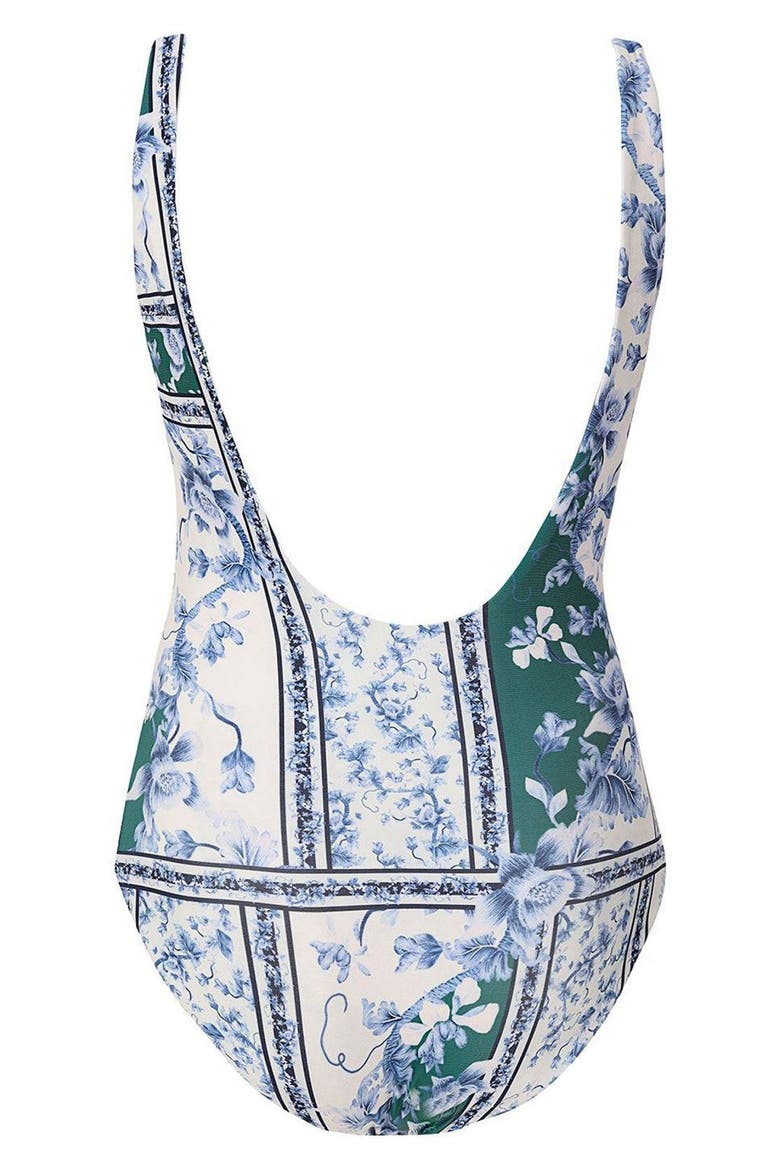Kids' Iliana Ivy Cutout Reversible One-Piece Swimsuit, Alternate, color, BLUE MULTI