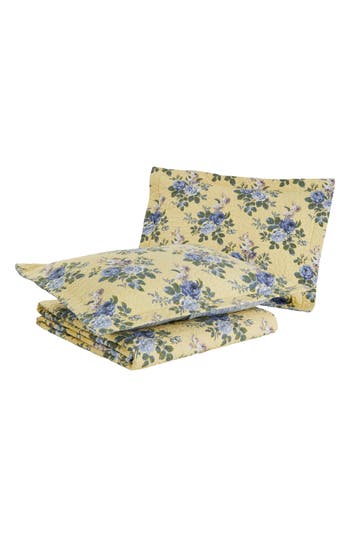 Laura Ashley Yellow Floral Twin Quilt & Sham Set In Pale Yellow