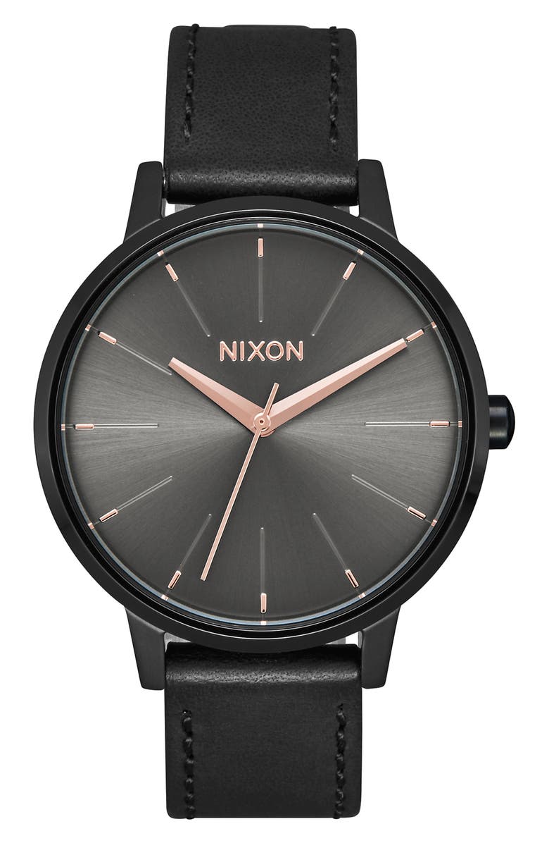 Nixon 'The Kensington' Leather Strap Watch, 37mm, Main, color, 