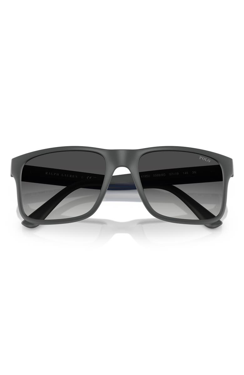 Polo Ralph Lauren 57mm Rectangular Sunglasses, Alternate, color, Gradient Grey