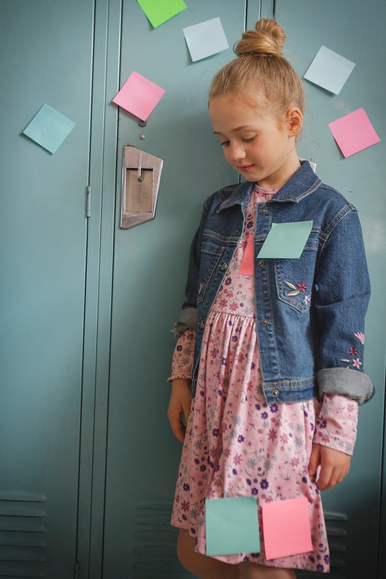 Soft Poetry Stretch Fabric Flower Embroidery Denim Jacket, Alternate, color, Light Blue Denim