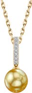 The Pearl Source Golden Pearl Dangling Diamond Pendant