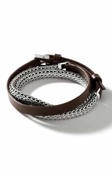 John Hardy Triple Wrap Bracelet on Leather with Buckle Clasp
