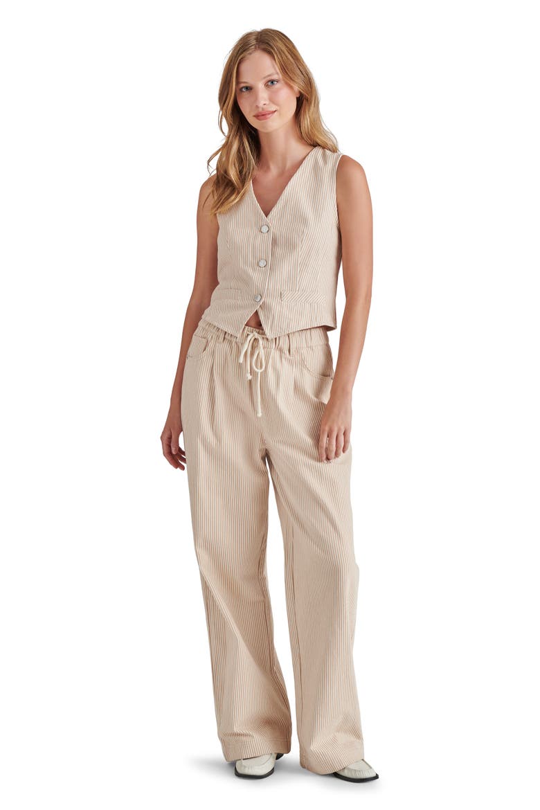 Minorca Stripe Drawstring Stretch Cotton Pants, Alternate, color, KHAKI