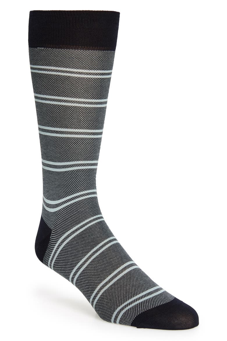 Bird's Eye Stripe Socks, Main, color, NAVY 5