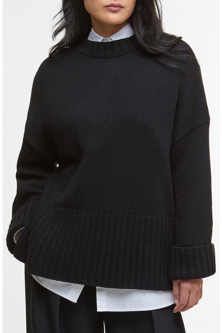 Sophia Cotton & Wool Blend Tunic Sweater, Main, color, BLACK
