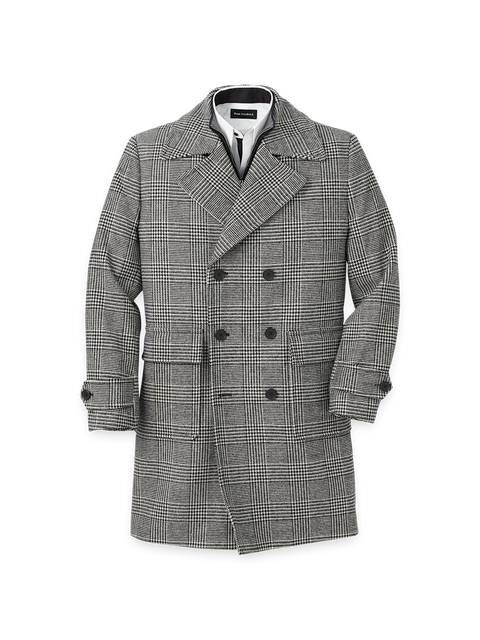 Wool Blend Plaid Double Breasted Topcoat