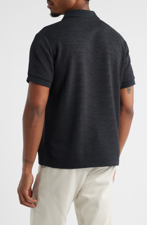 Open Edit Wave Texture Johnny Collar Polo In Gray