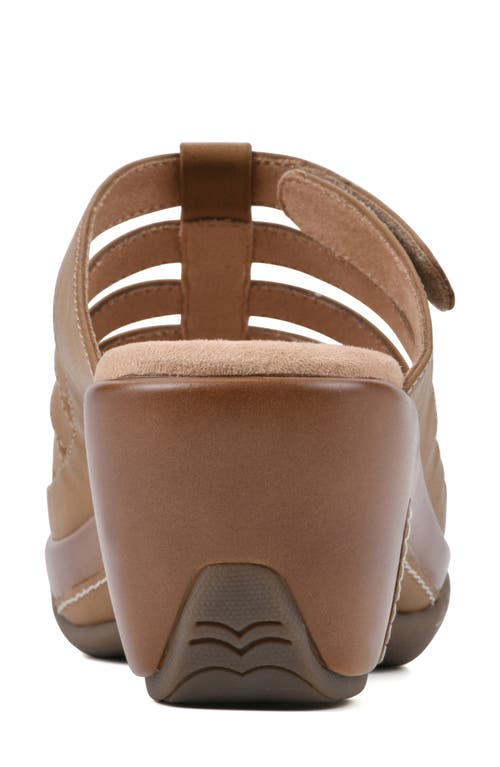White Mountain Footwear Valencia Wedge Sandal In Natural Burnished Smooth
