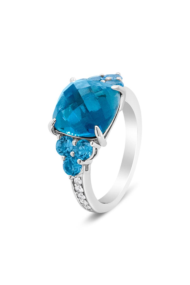 18K Gold Topaz & 1/6 Cttw Diamond 3 Stone Style Ring -  .5, Alternate, color, White